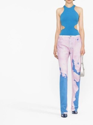 The Attico tie-dye pattern denim jeans in blue/pink | women’s blue and pink straight leg jean | womens denim fashion