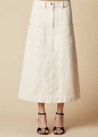 KHAITE THE CAROLINE SKIRT in Ivory | women’s luxury off-white denim A-line skirts - flipped