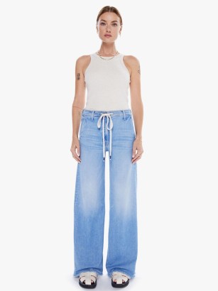 MOTHER The Drawn Undercover Prep Heel in Ripe For The Squeeze | women’s high rise wide leg drawstring waist jeans | denim clothing | drawcord waistband - flipped