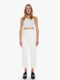 MOTHER DENIM The Patch Pocket Private Ankle Fray in Cream Puffs | women’s off white jeans | crop hem | frayed cropped hems