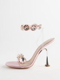GIAMBATTISTA VALLI Pink Diamond Clash 110 PVC and satin sandals – clear PVC crystal embellished high heels – luxury occasion shoes – luxe footwear with chunky crystals