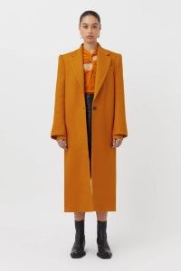 CAMILLA AND MARC Vasara Mohair Tailored Coat in Burnt Orange ~ women’s luxury textured longline coats