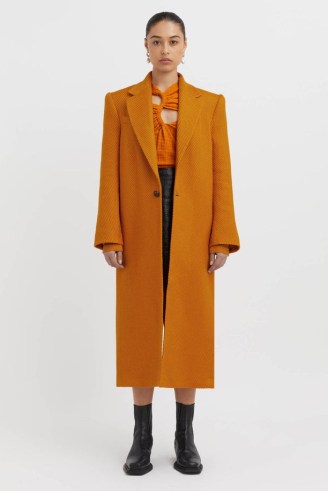 CAMILLA AND MARC Vasara Mohair Tailored Coat in Burnt Orange ~ women’s luxury textured longline coats - flipped