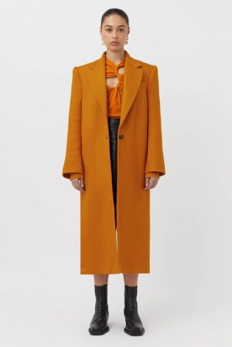 CAMILLA AND MARC Vasara Mohair Tailored Coat in Burnt Orange ~ women’s luxury textured longline coats