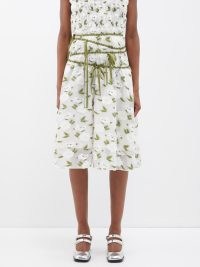YUHAN WANG White ribbon-tied floral fil-coupé organza skirt ~ sheer overlay skirts