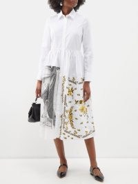 ERDEM White Sutton patchwork cotton-poplin shirt dress – long sleeve collared dresses – women’s designer clothing