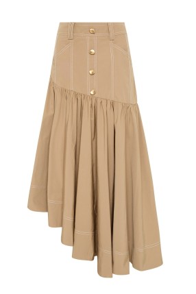 Aje Willow Utility Midi Skirt in Taupe Grey ~ utilitarian clothing ~ skirts with an asymmetric hem ~ asymmetrical clothing - flipped