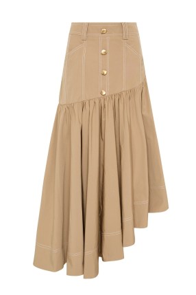 Aje Willow Utility Midi Skirt in Taupe Grey ~ utilitarian clothing ~ skirts with an asymmetric hem ~ asymmetrical clothing