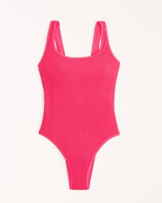 Abercrombie & Fitch Pride 90s Scoopneck One-Piece Swimsuit ~ textured swimsuits ~ A&F x The Trevor Project - flipped