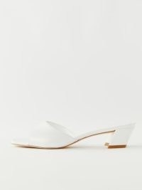 Reformation Abeline Block Heeled Sandal in Moonstone ~ chic mule sandals | leather square toe mules