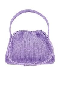 Alexander Wang Ryan Small Bag in Unicorn ~ purple metallic knit handbags ~ drawstring top bags