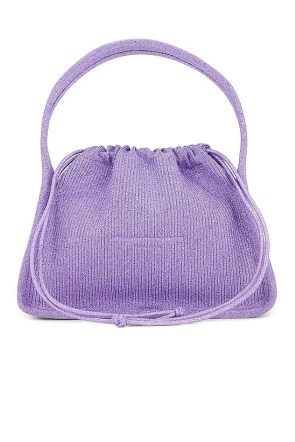 Alexander Wang Ryan Small Bag in Unicorn ~ purple metallic knit handbags ~ drawstring top bags