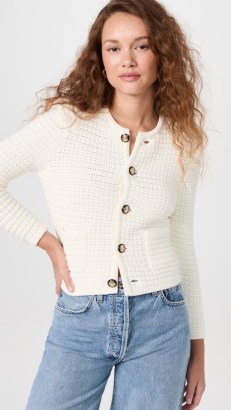 ba&sh Gaspard Cardigan in Ecru – chic knitted jackets - flipped