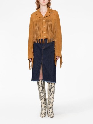 Bally fringed suede jacket in brown – boho jackets - flipped