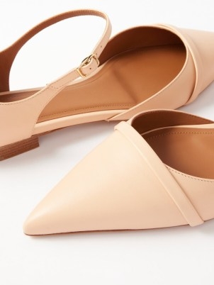 MALONE SOULIERS Ulla 10 point-toe leather Mary Jane flats ~ beige nappa Mary Janes with pointed toes ~ luxury flat shoes ~ chic footwear - flipped