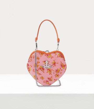 Vivienne Westwood BELLE HEART FRAME PURSE in PINK / floral vintage style purses / small retro inspired bags