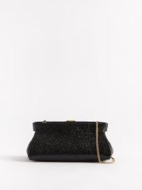 DEMELLIER Cannes lizard-embossed leather clutch bag in black / animal effect occasion bags