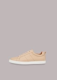 WHISTLES KOKI LACE UP TRAINER in NEUTRAL | women’s leather minimalist trainers