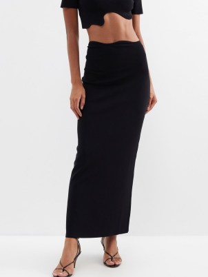 CHRISTOPHER ESBER Maparadita ribbed-knit jersey maxi skirt | black fitted long length column skirts | chic understated fashion - flipped