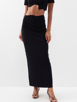 CHRISTOPHER ESBER Maparadita ribbed-knit jersey maxi skirt | black fitted long length column skirts | chic understated fashion