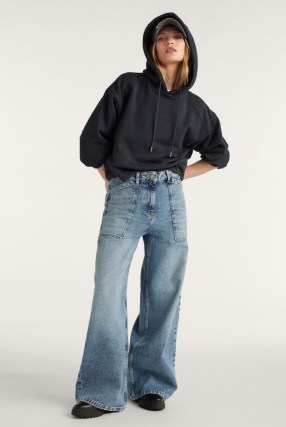 ba&sh mellou BLUE WIDE LEG JEANS in BLUE | relaxed fit jean with oversized pockets | women’s casual denim fashion - flipped