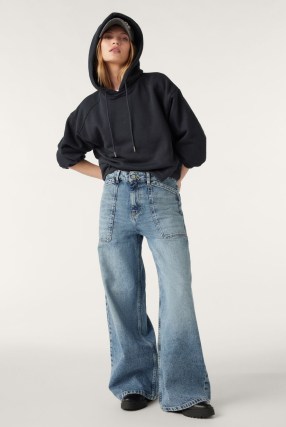 ba&sh mellou BLUE WIDE LEG JEANS in BLUE | relaxed fit jean with oversized pockets | women’s casual denim fashion