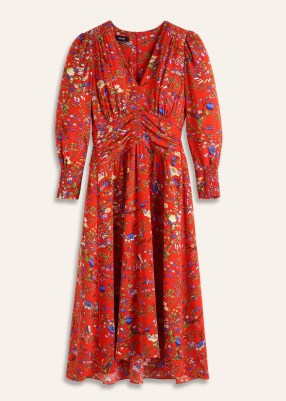 ME and EM Bluebell Print Midi Dress in Red/Purple/Blue/Cream / luxury red floral midi dresses - flipped