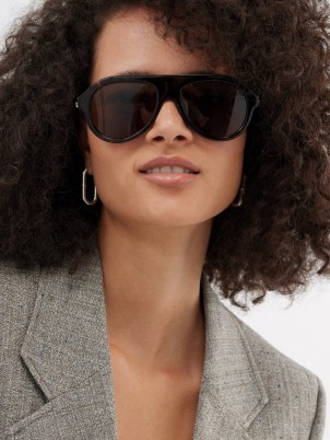 BOTTEGA VENETA EYEWEAR Aviator tortoiseshell-acetate sunglasses | women’s large brown sunnies - flipped