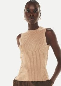 WHISTLES RIBBED TANK in CAMEL | women’s chic knitted tanks | sleeveless sweater tops