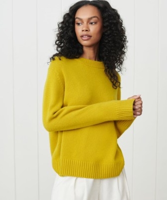 JENNI KAYNE Cashmere Oversized Crewneck in Chartreuse | luxe yellow green crew neck sweaters
