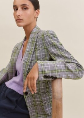 ME and EM Check Boyfriend Blazer in Green/Black/Off White/Lilac / women’s chic checked blazers / tailored jackets