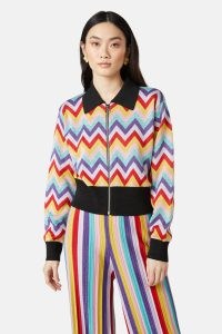 gorman Chevron Lurex Knit Jacket – women’s zigzag bomber jackets – zig zag prints – womens outerwear with metallic thread