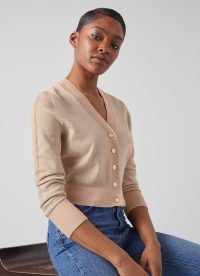 L.K. BENNETT Coco Sand Metallic Cotton and Sustainably Sourced Merino Cardigan – luxe gold thread cardigans