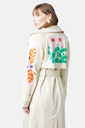 gorman x Liv Lee Corsage Collage Trench | floral print belted self tie waist coats