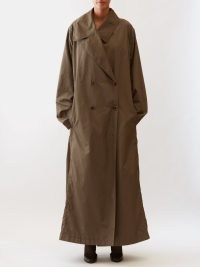 THE ROW Double-breasted belted canvas coat ~ women’s brown maxi coats ~ womens oversized outerwear
