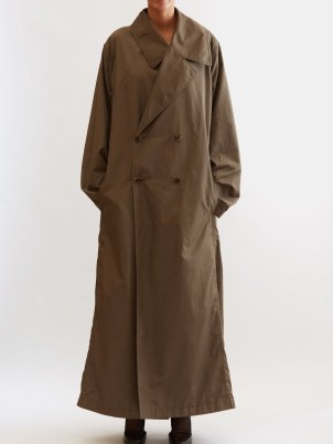 THE ROW Double-breasted belted canvas coat ~ women’s brown maxi coats ~ womens oversized outerwear - flipped