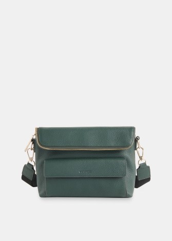 WHISTLES VIDA CROSSBODY BAG in Dark Green ~ cross body bags manufactured through the Leather Working Group