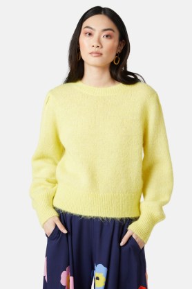 gorman Delphine Jumper in Yellow | women’s fuzzy texture crew neck jumpsers | relaxed fit sweaters | luxe style knits