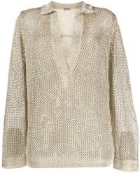 Dodo Bar Or metallic semi-sheer knitted jumper ~ women’s sheer gold tone knitwear ~ luxe open knit jumpers