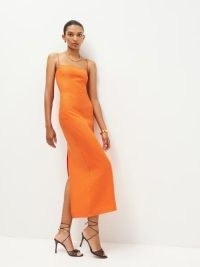 Reformation Frankie Linen Dress in Citrus / strappy orange dresses / chic summer occasionwear