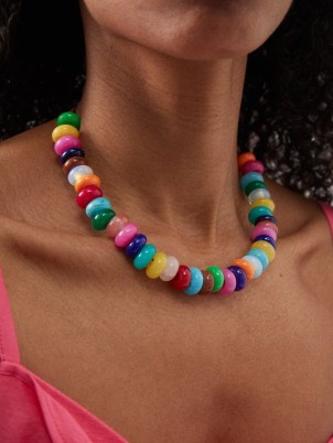 ANNI LU Disco beaded 18kt gold-plated necklace – bright multicoloured chunky bead necklaces – summer jewellery