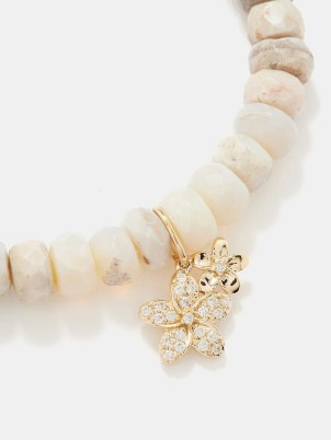 SYDNEY EVAN Frangipan diamond, opal & 14kt gold bracelet / beaded floral charm bracelets