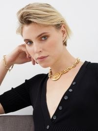 LAUREN RUBINSKI Medal 14kt gold necklace – luxury jewelry – chunky luxe necklaces – fine jewellery