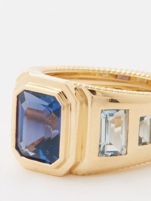 VILTIER Miroitante tanzanite, aquamarine & 18kt gold ring – women’s chunky dark and light blue stone rings – womens luxury jewellery – fine jewelry - flipped