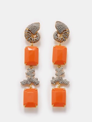 BEGÜM KHAN Sea Shell 24kt gold-plated earrings / ocean inspired statement drops / sea themed jewellery - flipped