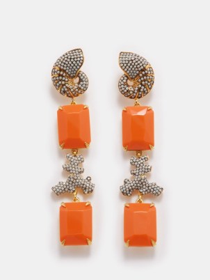 BEGÜM KHAN Sea Shell 24kt gold-plated earrings / ocean inspired statement drops / sea themed jewellery