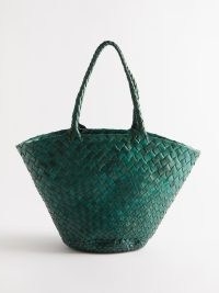 DRAGON DIFFUSION Egola woven-leather basket bag ~ green tote baskets ~ summer shoulder bags
