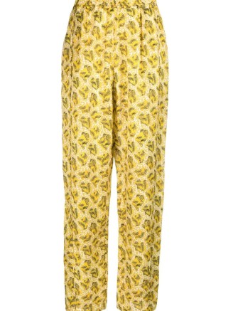 ISABEL MARANT Piera graphic-print trousers in lemon yellow – women’s printed straight leg pants - flipped