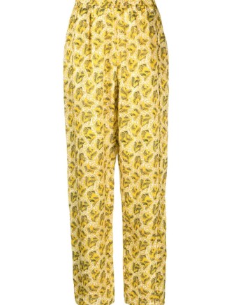 ISABEL MARANT Piera graphic-print trousers in lemon yellow – women’s printed straight leg pants