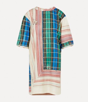 Vivienne Westwood ISLA OVERSIZED T-SHIRT in BLUE/MULTICOLOUR / unisex check print clothing / cotton fashion - flipped